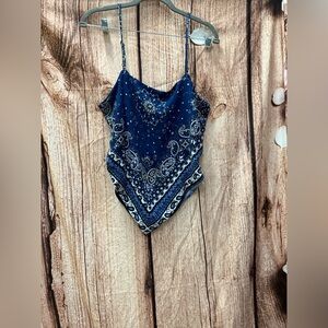 Blue Paisley Bandana Top